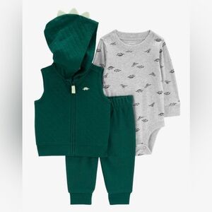 Carter's Green and Gray Dinosaur Set